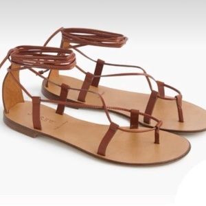 J Crew Leather Lace up Sandals